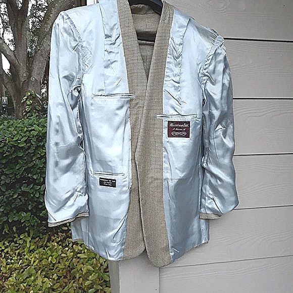 Men' Suit Jacket Sport Coat 44 Harrison / Hickey Freeman Tan Weave - Picture 6 of 9